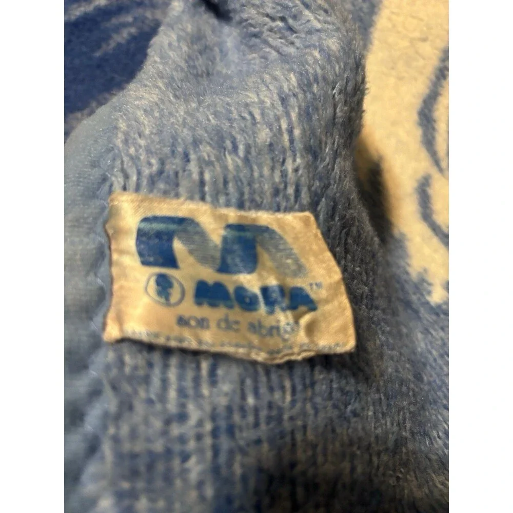 Vintage Mora Acrylic Reversible Country Goose Blanket Blue & Pink